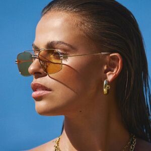 Banbe The Heidi Sunglasses Gold Metal Frame & Olive Lens 40-17-142 No Case NWOT